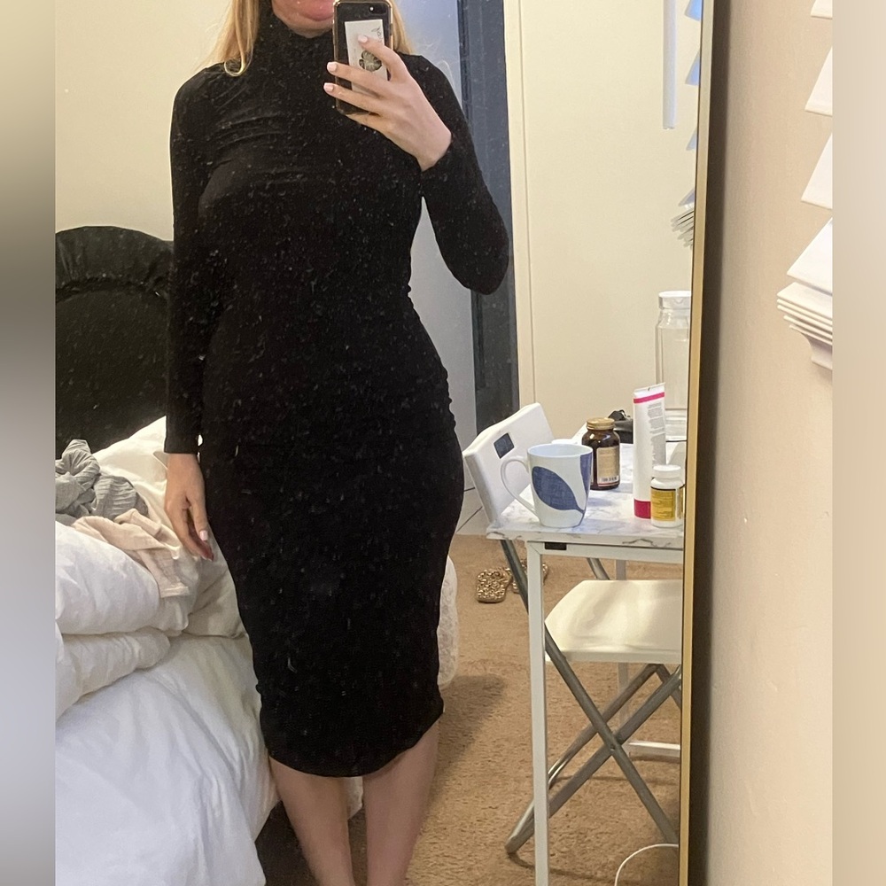 SHEIN Black One Shoulder Long Sleeve Bodycon Dress